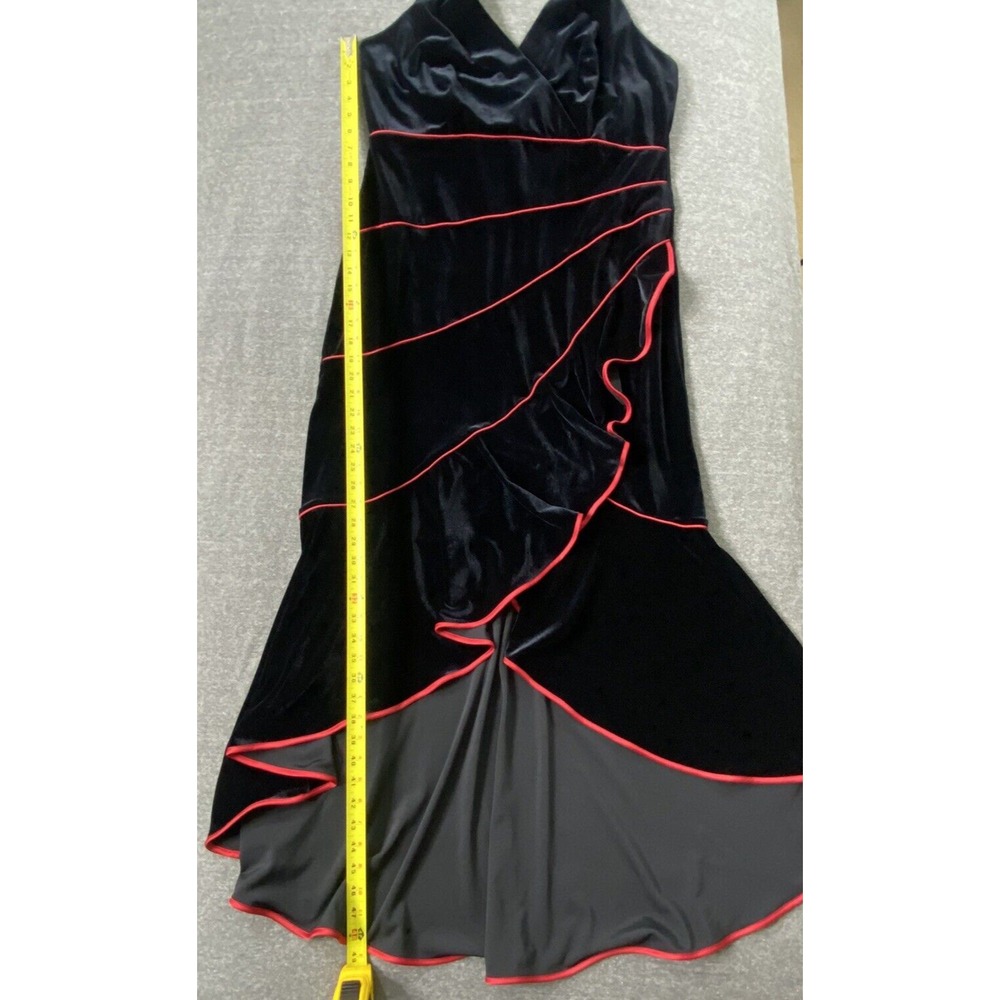Vintage Niki Livas Dress 14W Black Red Velvet Whimsigoth Halter HOCO Vamp Formal - Picture 15 of 16